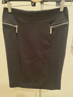 MICHAEL Michael Kors Black Pencil Skirt with Silver Zippers